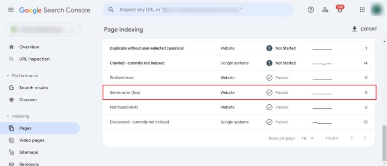 Passed Server Error 5xx in Google Search Console