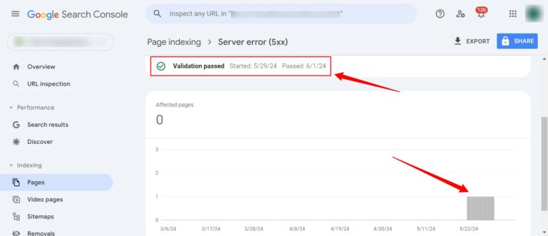 Server Error passed in Google Search Console