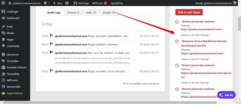 Malware in the site